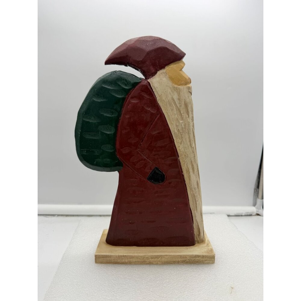 Vintage Lord & Taylor Folk Art Carved Wood Santa Figure Christmas Decor